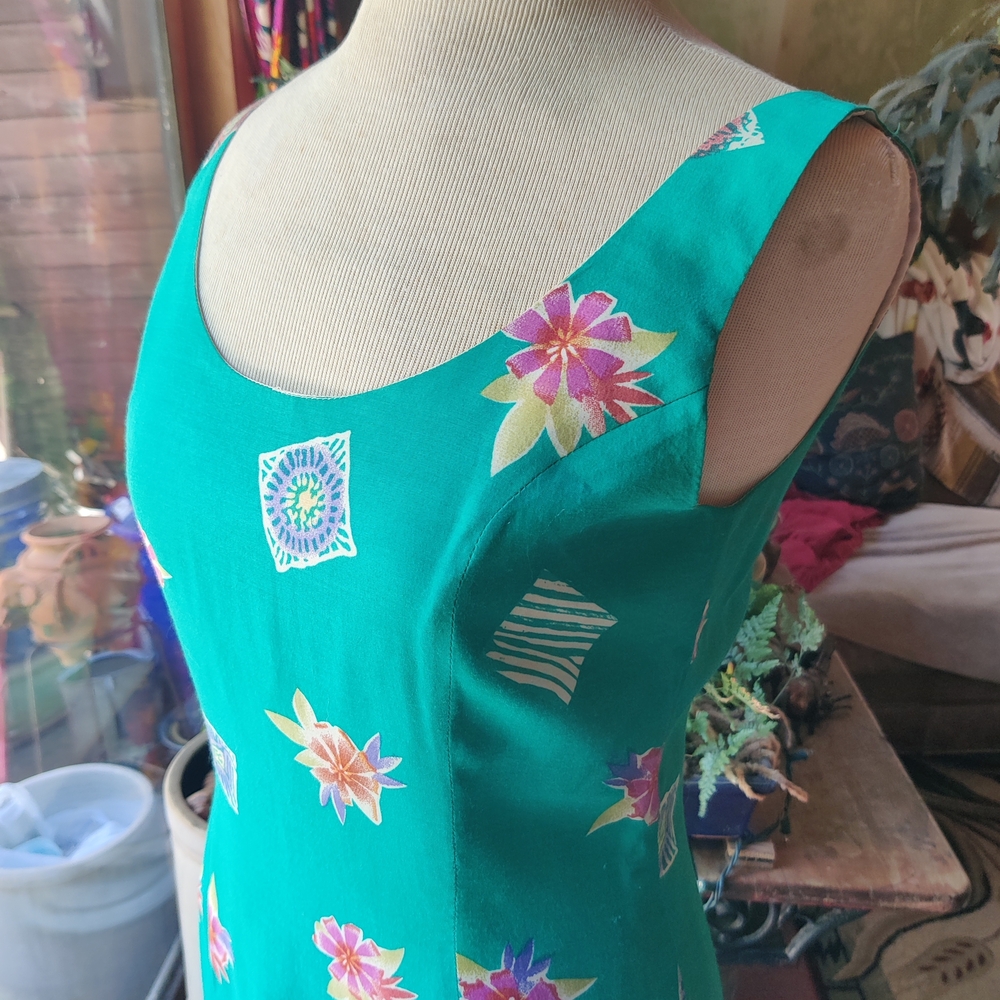 Vintage Expressons Sleeveless Floral Mini Dress Size 2 Lined Fitted Tropical Y2K - Picture 3 of 15